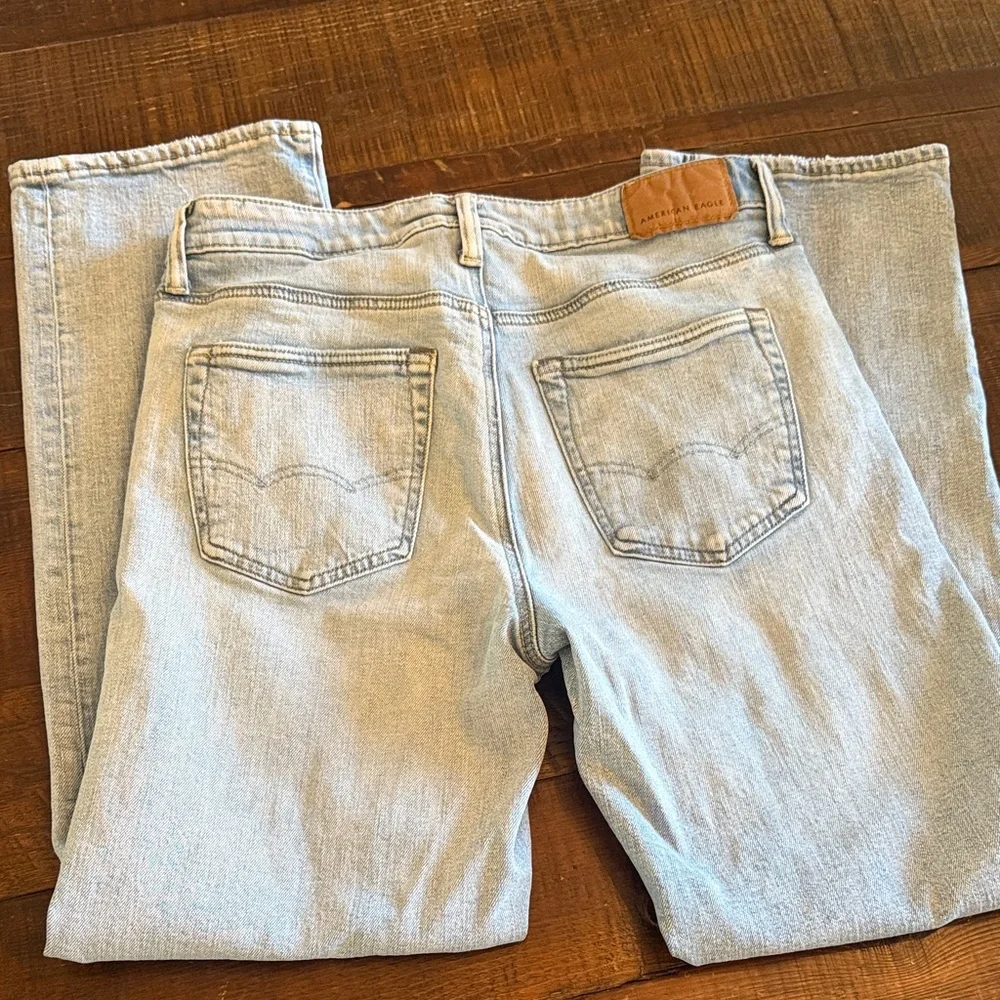 American Eagle Outfitters Light Blue Jeans with Brown Patch - Picture 3 of 6
